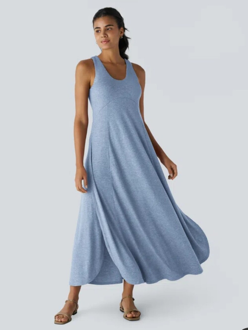 NWT HALARA Heathered Blue Flowy Maxi Dress